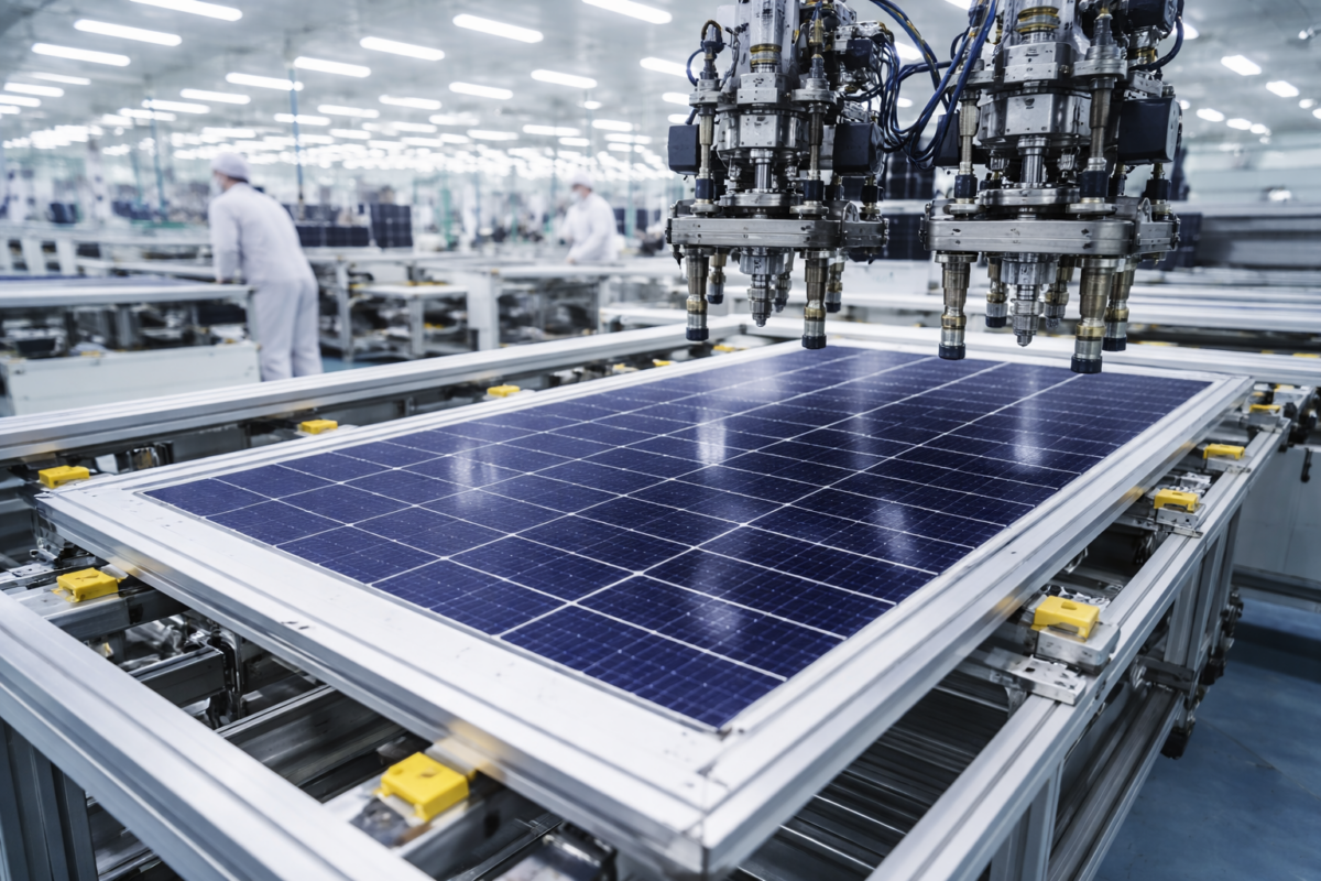 Automated production of bifacial PERC 525-550 Wp solar modules in advanced solar module manufacturing facility in India
