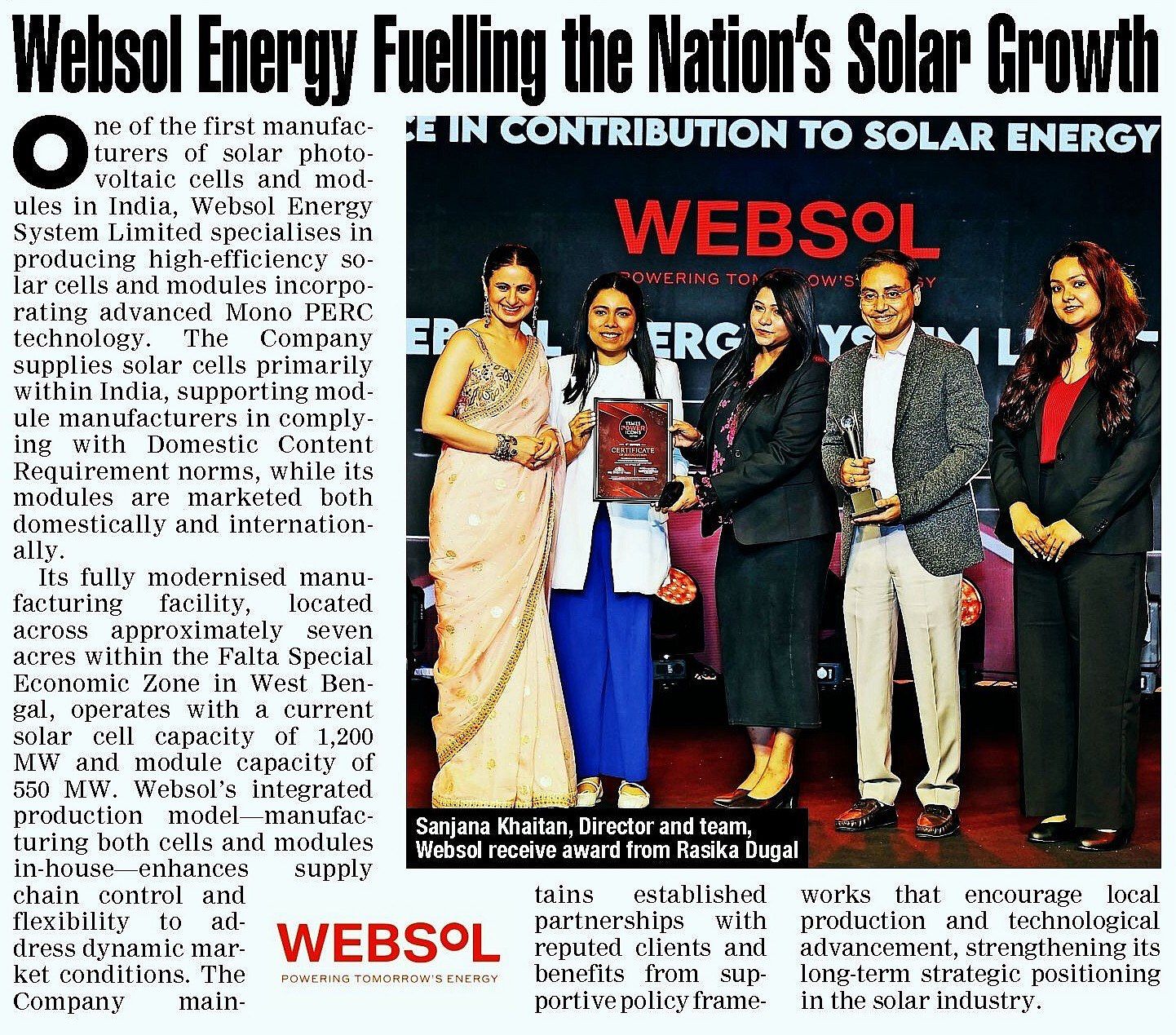 Websol Energy Fuelling the Nation's Solar Growth