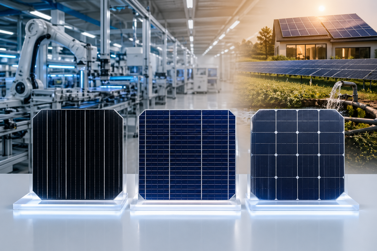 Comparison of advanced solar cell technologies with modern manufacturing line and solar panel installations in India